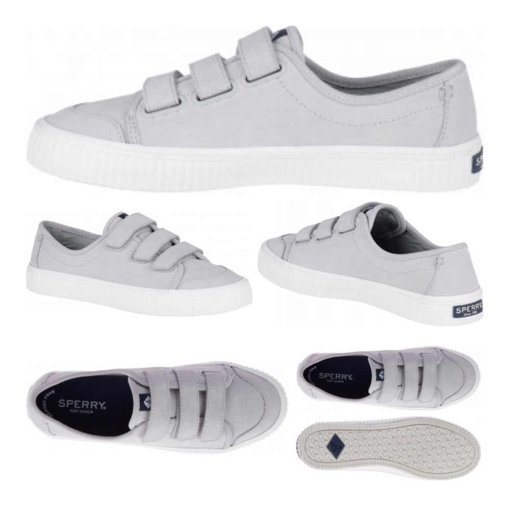 Sperry Crest Creeper Suede Velcro Sneakers - Gray